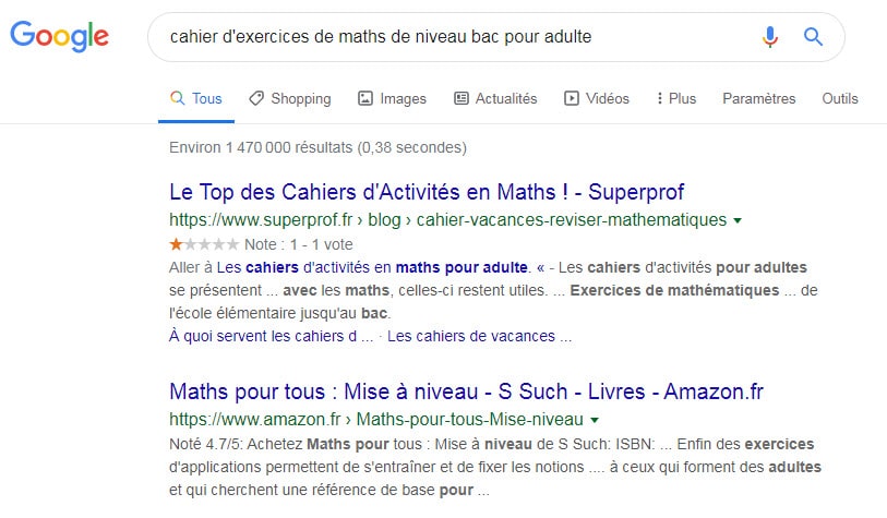 exemple de la mise à jour bert de Google